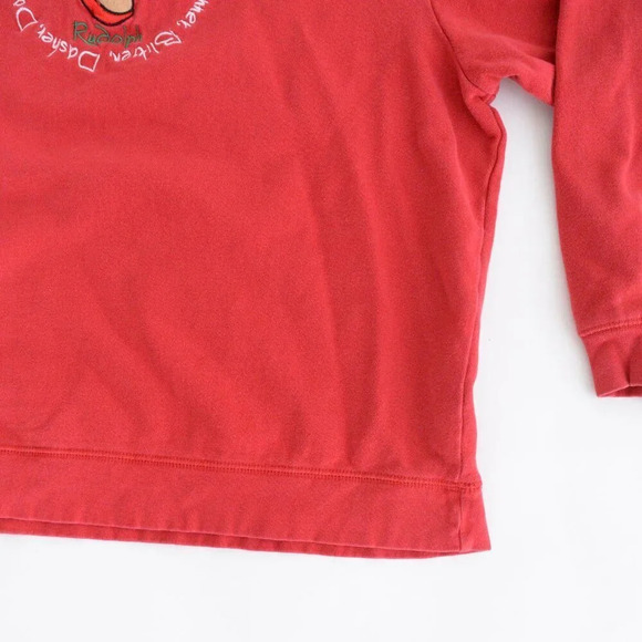 Vintage Red Embroidered Reindeer Rudolph Christmas Crewneck  Sweater XL - Picture 5 of 12